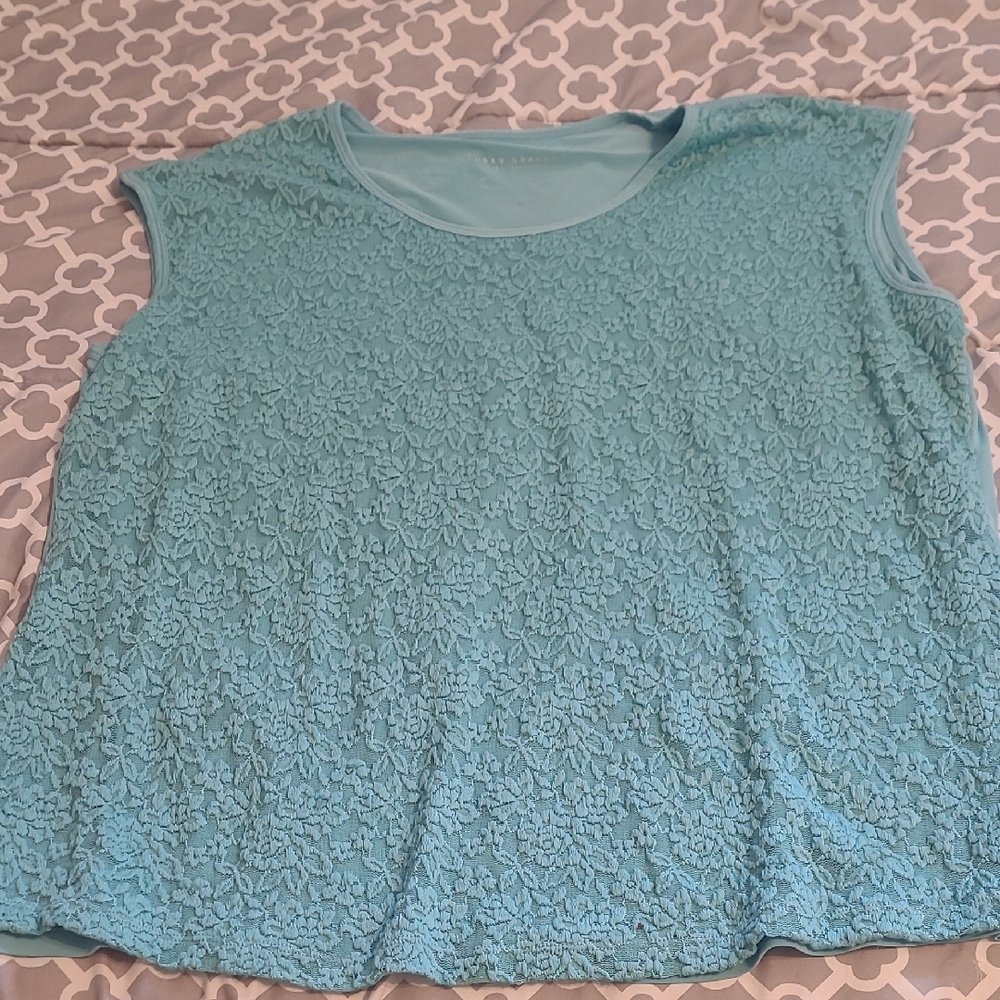 Susan Graver Green Boxy T-Shirt